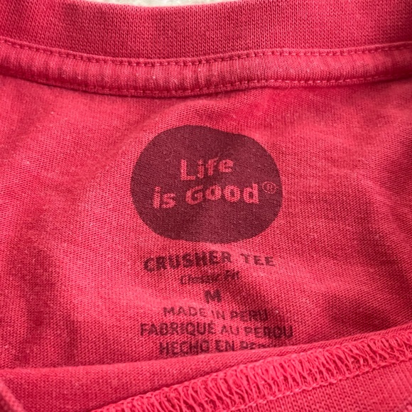 Life Is Good Men's Vibrant Red Long Sleeve T-Shirt Crusher Tee M Medium EUC - Picture 3 of 4